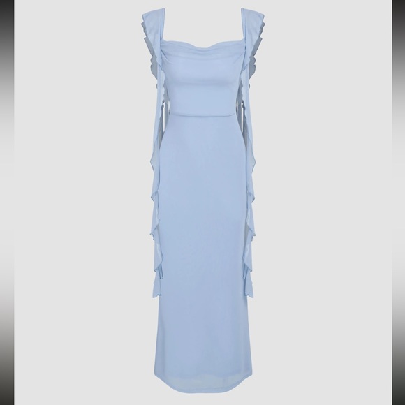 Cider Mesh Ruffle Hem Maxi Dress - Picture 1 of 5